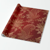 Plush Red und Gold Damask Geschenkpapier (Ungerollt)
