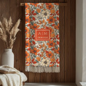 Plush Rusty Tones Sage Olive Autumn Floral Print  Fleecedecke