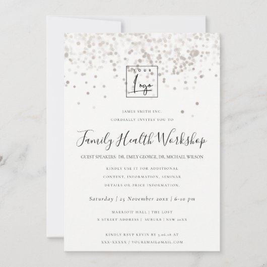 PLUSH SILVER FOIL TEXTURE IHR LOGO-WORKSHOP-EREIGN EINLADUNG (Vorderseite)