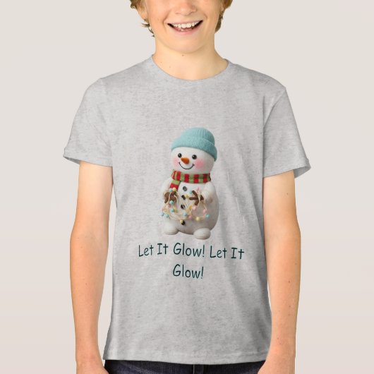 Plush Snowman With Christmas Lights Tri-Blend Shirt (Vorderseite)