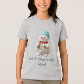 Plush Snowman With Christmas Lights Tri-Blend Shirt (Vorderseite)