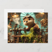 Plush Steampunk Otter Seaweed-Blockiermaschine Postkarte (Vorne/Hinten)