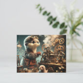 Plush Steampunk Otter und Siegel Postkarte (Stehend Vorderseite)