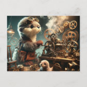 Plush Steampunk Otter und Siegel Postkarte (Vorderseite)