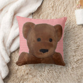Plush Teddy Bear mit rosa gestreiftem Hintergrund Kissen (Decke)