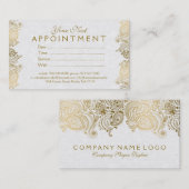 Plush White & Gold Paisley Leasingkarte Terminkarte (Vorne/Hinten)