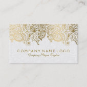 Plush White & Gold Paisley Leasingkarte Terminkarte (Rückseite)
