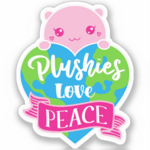 Plushies Liebe Frieden Niedlich Kawaii Heart Ear Aufkleber