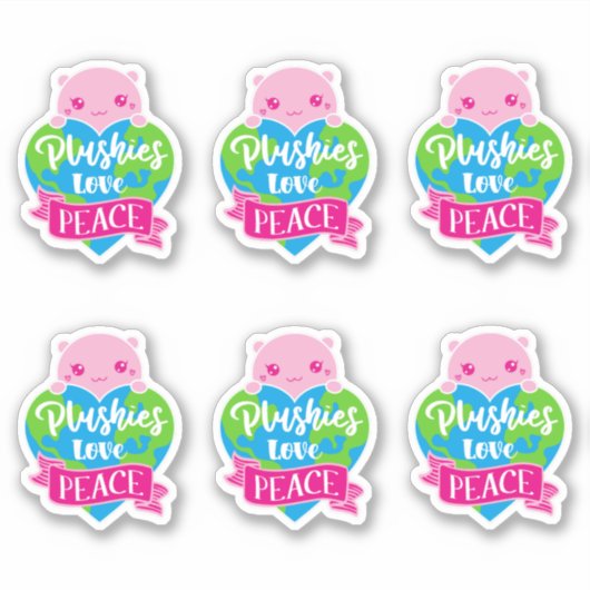 Plushies Liebe Frieden | Niedlich Kawaii Heart Ear Aufkleber (Vorderseite)