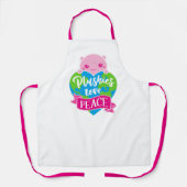Plushies Liebe Frieden | Niedlich Kawaii Heart Ear Schürze (Vorderseite)