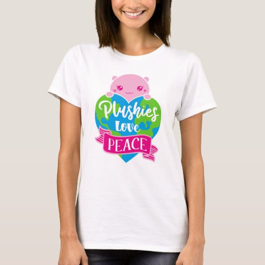 Plushies Liebe Frieden | Niedlich Kawaii Heart Ear T-Shirt (Vorderseite)