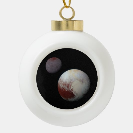 Pluto & Charon 9. oder Zwarf-Planet-Sonnensystem Keramik Kugel-Ornament (Vorderseite)