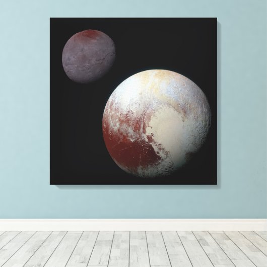 Pluto & Charon 9. oder Zwarf-Planet-Sonnensystem Leinwanddruck (Insitu (Holzboden))