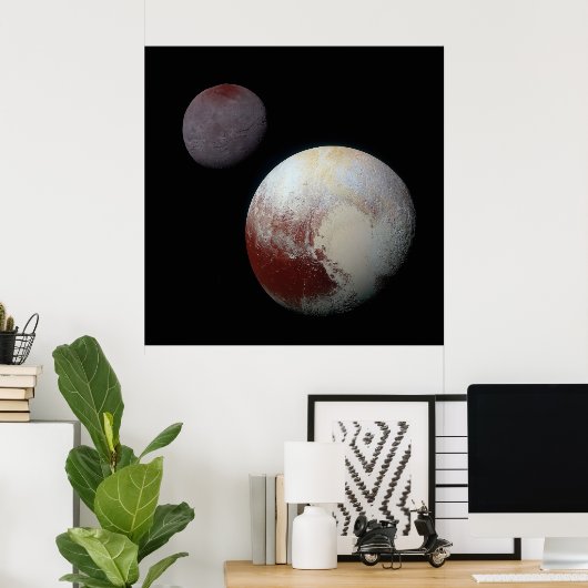 Pluto & Charon 9. oder Zwarf-Planet-Sonnensystem Poster (Heimbüro)