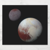 Pluto & Charon 9. oder Zwarf-Planet-Sonnensystem Schaumweinetikett (Einzelnes Label)