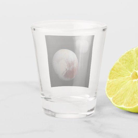 Pluto & Charon 9. oder Zwarf-Planet-Sonnensystem Schnapsglas (Rückseite)