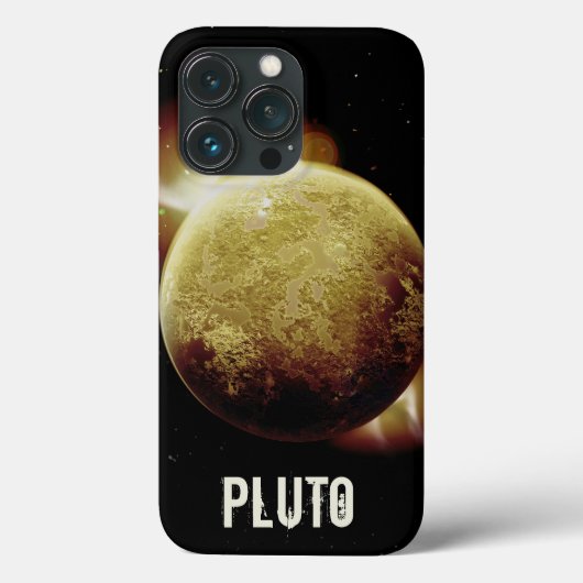 Pluto gelbes Planet 3d-Universum-Darstellung Case-Mate iPhone Hülle (Rückseite)