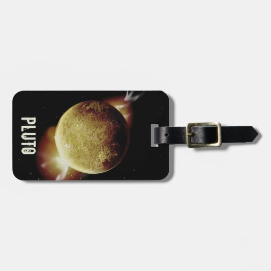 Pluto gelbes Planet 3d-Universum-Darstellung Gepäckanhänger (Vorderseite horizontal)