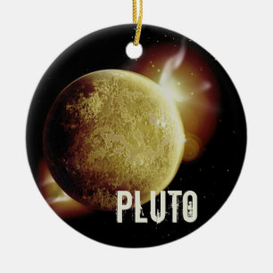 Pluto gelbes Planet 3d-Universum-Darstellung Keramik Ornament