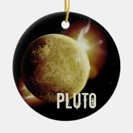 Pluto gelbes Planet 3d-Universum-Darstellung Keramik Ornament (Vorne)