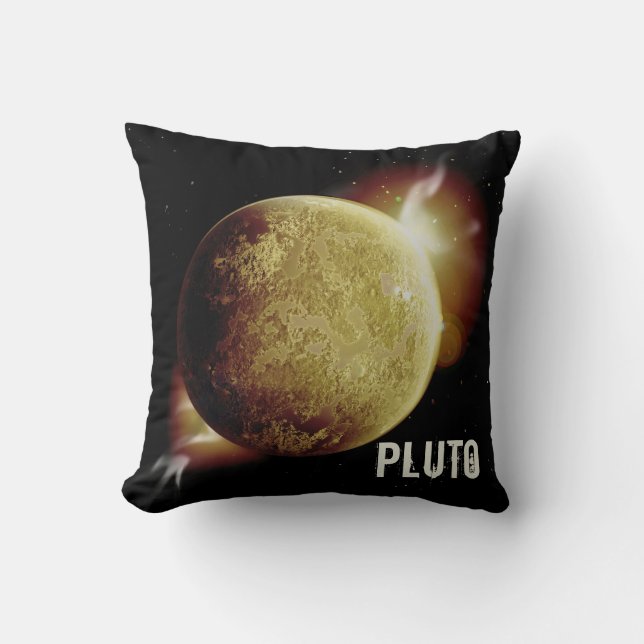 Pluto gelbes Planet 3d-Universum-Darstellung Kissen (Vorderseite)