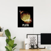 Pluto gelbes Planet 3d-Universum-Darstellung Poster (Heimbüro)