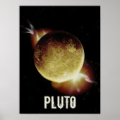 Pluto gelbes Planet 3d-Universum-Darstellung Poster (Vorne)
