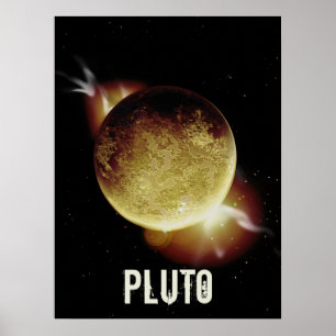Pluto gelbes Planet 3d-Universum-Darstellung Poster