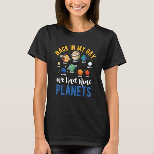 Pluto Nine Planets Astronomy Telescope Cosmology T-Shirt (Vorderseite)