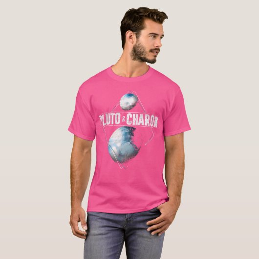 Pluto Planet Charon Moon Solar System Astronomie T-Shirt (Vorne ganz)