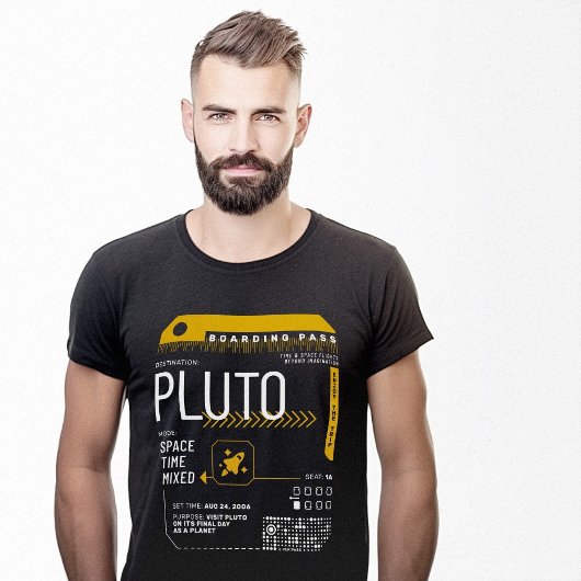 Pluto Planet Time Travel Boarding Pass T-Shirt