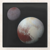 Pluto und Charon 9. oder Zwergplanet Sonnensystem Glasuntersetzer (Vorderseite)