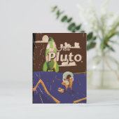 Pluto Vintage Reiseplakat Postkarte (Stehend Vorderseite)