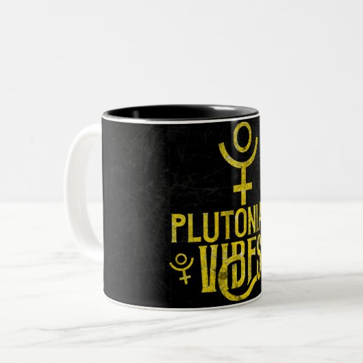 Plutonian Vibes Scorpio Astrologie Zodiac Pluto Zweifarbige Tasse (Vorderseite Links)