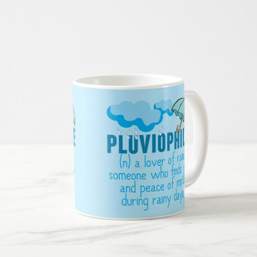 Pluviophile Rain Lover Hübsch Blauer Schirm Kaffeetasse (VorderseiteRechts)