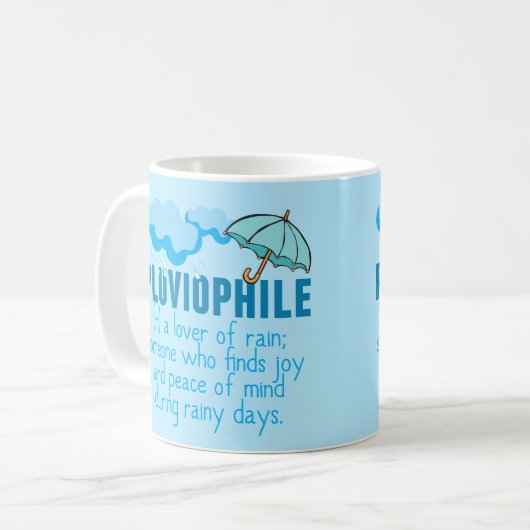 Pluviophile Rain Lover Hübsch Blauer Schirm Kaffeetasse (Vorderseite Links)