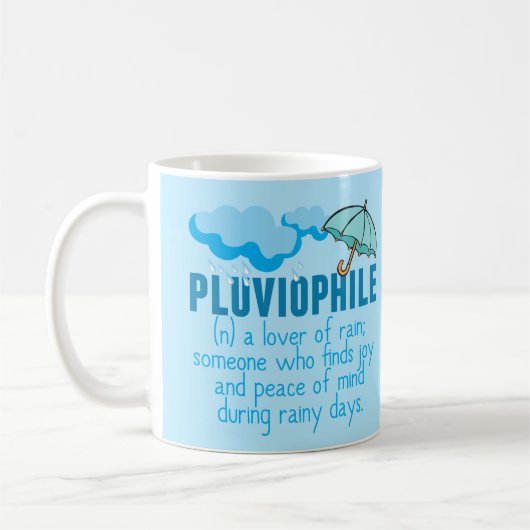 Pluviophile Rain Lover Hübsch Blauer Schirm Kaffeetasse (Links)