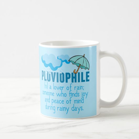 Pluviophile Rain Lover Hübsch Blauer Schirm Kaffeetasse (Rechts)