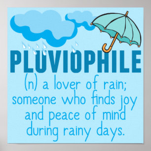 Pluviophile Rain Lover Hübsch Blauer Schirm Poster