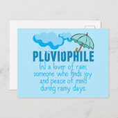 Pluviophile Rain Lover Hübsch Blauer Schirm Postkarte (Vorne/Hinten)