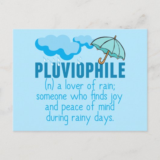 Pluviophile Rain Lover Hübsch Blauer Schirm Postkarte (Vorderseite)