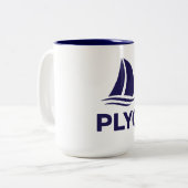 PLYC White Mug with Navy Interior  Zweifarbige Tasse (Vorderseite Links)