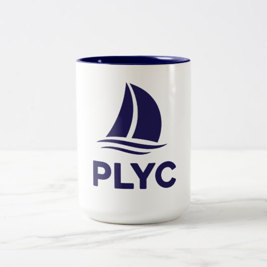 PLYC White Mug with Navy Interior  Zweifarbige Tasse (Mittel)