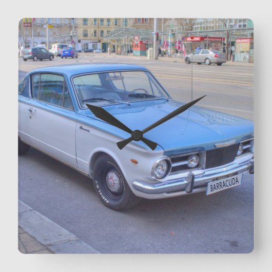 Plymouth Barracuda Quadratische Wanduhr (Vorderseite)