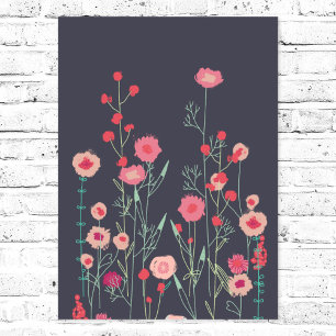 Plymouth Blume Dark Boho Blumenbemalung Poster