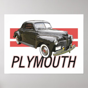 Plymouth-Coupé 1941 mit Grafik und Text Poster