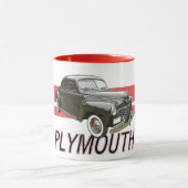 Plymouth-Coupé 1941 mit Grafik und Text Tasse (Zentrum)