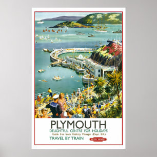 Plymouth Devon UK Großbritannien Vintage Reise Poster