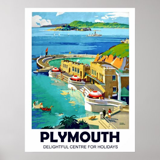 Plymouth, Küstenlandschaft, Vintage Poster (Vorne)