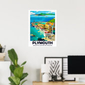 Plymouth, Küstenlandschaft, Vintage Poster (Heimbüro)